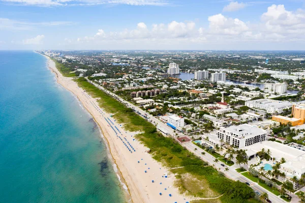 Flygfoto Drönare Delray Beach Florida Återöppning Coronavirus Covid Pandemi — Stockfoto