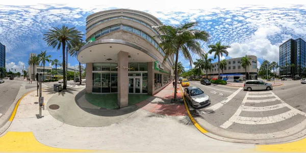 360 Foto Miami Beach Bank Building Washington Ave Rechthoekig — Stockfoto