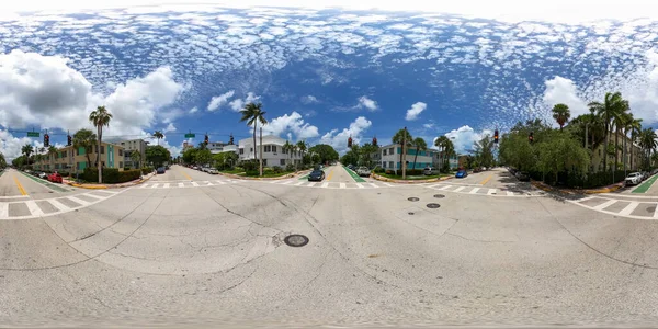 Uprostřed Silnice 360 Fotografie Miami Beach Obytné Čtvrti — Stock fotografie
