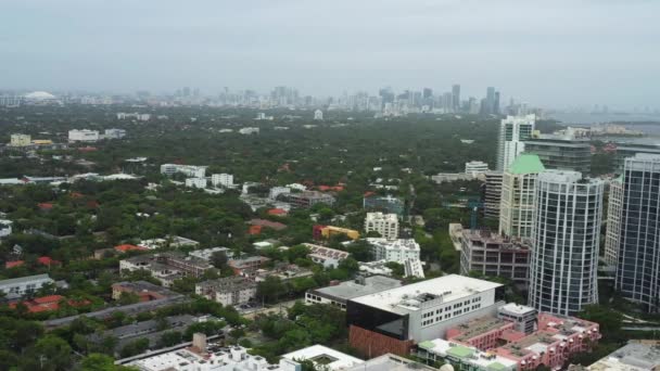 Flygfoto Coconut Grove Och Centrum Miami — Stockvideo