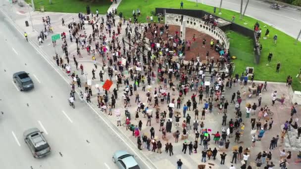 Blm George Hava Aracı Ile Miami Şehir Merkezinde Protesto Gösterisi — Stok video