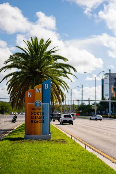 Foto Selamat Datang North Miami Beach Sign 163Rd Street — Stok Foto