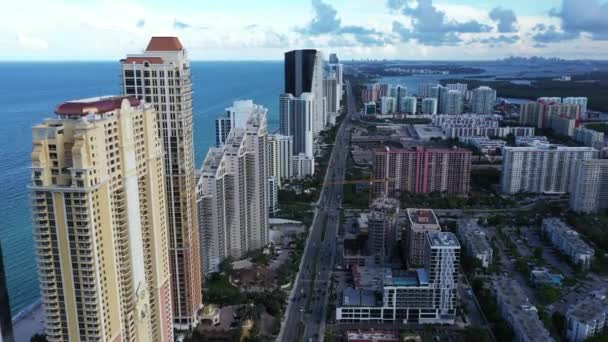 Aerial Shot Highrise Towers Sunny Isles Beach Dade County — Stock Video