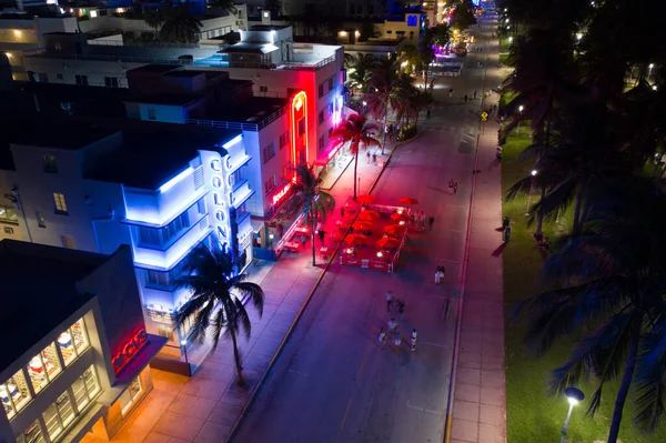 Légi Éjszaka Fotó Turisták Visszatérő Miami Beach Alatt Fázis Újbóli — Stock Fotó