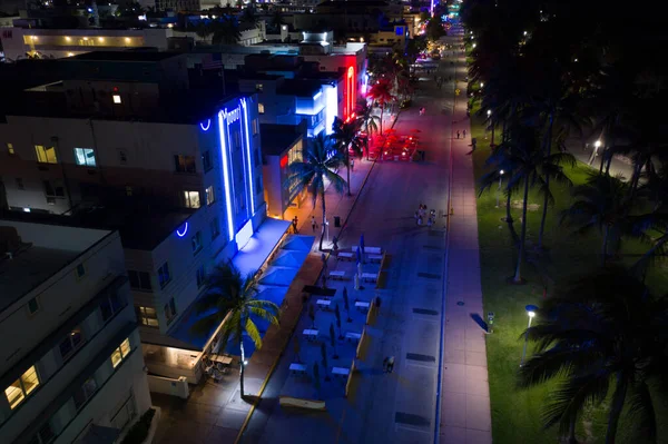 Νέον Χρώματα Miami Beach Ρετρό Στυλ Εναέρια Φωτογραφία — Φωτογραφία Αρχείου