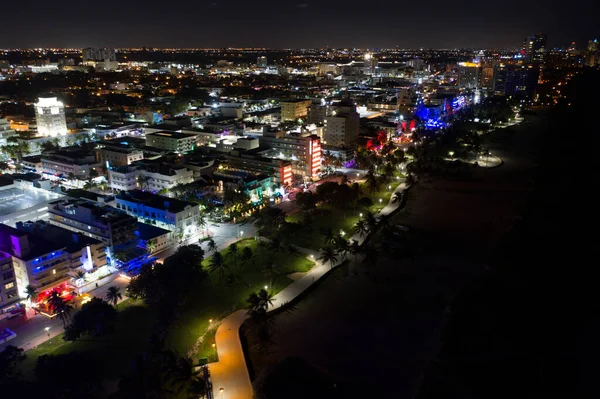 Légi Felvétel Gyönyörű Neon Retro Évek Színek Miami Beach Ocean — Stock Fotó