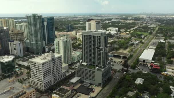 Aerial Drone Video Society Las Olas Upscale Residential Condominium Building — Stock Video