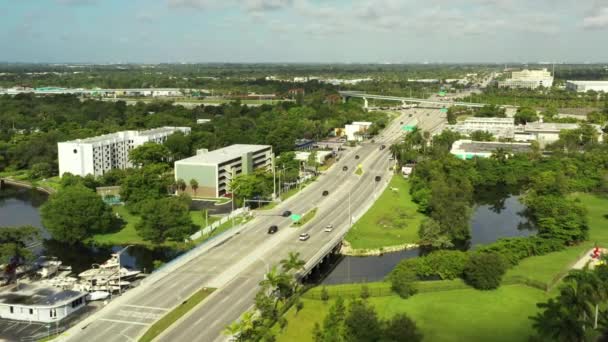Luchtfoto Broward Boulevard Nadert Fort Lauderdale Florida — Stockvideo