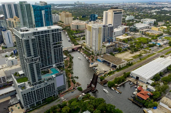 Luftaufnahme Tarpon River Fort Lauderdale Innenstadt Szene — Stockfoto