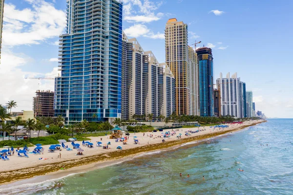 Aerial Photo Tourists Returning Miami Beach Florida Coronavirus Covid Reopening — Stock Photo, Image