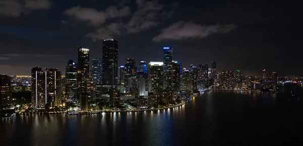 Nacht Luchtfoto Miami Brickell Bay Drive — Stockfoto