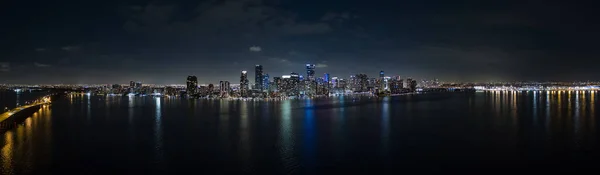 Flygfoto Natt Panorama Brickell Miami — Stockfoto