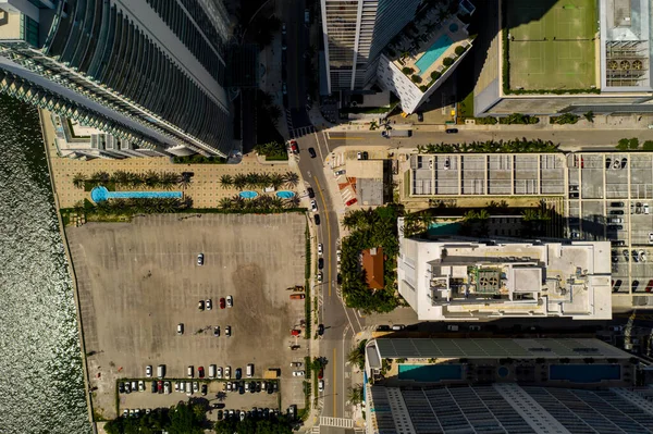 Aerial Photo Vacant Parking Lot Brickell Bay Drive Miami — Stock Photo, Image