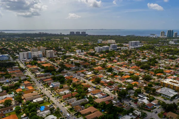 Foto Aerea South Miami Quartieri Residenziali Con Vista Sulla Baia — Foto Stock
