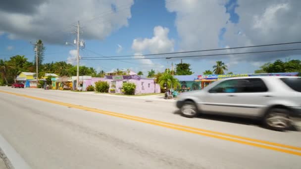 Pozemní Pohyb Záběry Barevné Podniky Matlacha Florida — Stock video