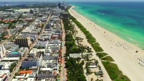 Flygdrönare Bilder Miami Beach Sommaren 2020 Juli — Stockvideo