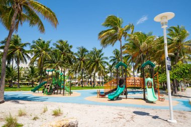 Miami Beach Ocean Drive oyun parkı Coronavirus Covid 19 salgını sırasında kapandı.