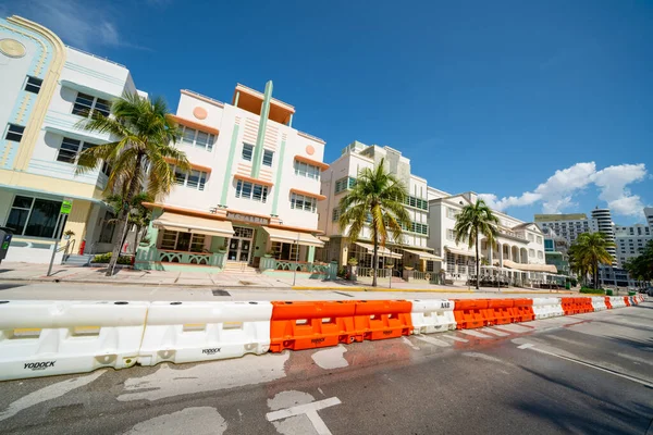 Cena Dia Miami Beach Ocean Drive Fechou Coronavirus Covid Ficar — Fotografia de Stock