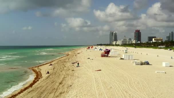 Letecký Video Pěkný Krásný Čistý Pláž Miami — Stock video