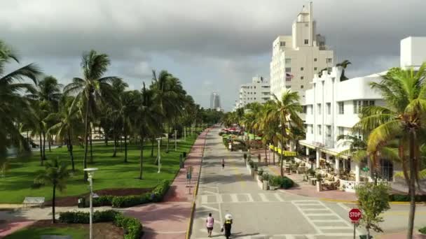 Aerial Video Miami Beach Limited Tourism Closed Hotels Coronavirus Covid — Stock Video