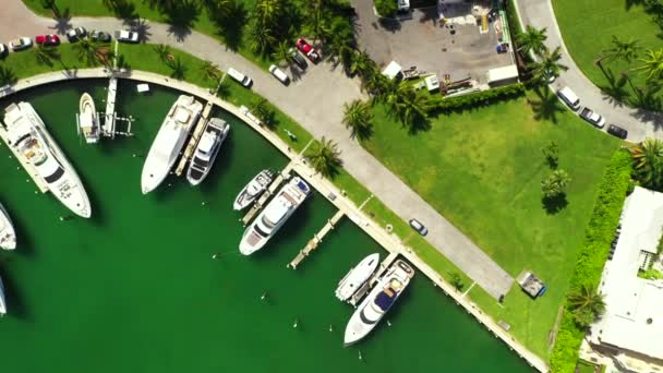 Aerial Overhead Shot Yachts Mansions Miami Beach Florida Usa — Stock Video