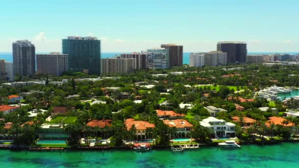 Luchtfoto Video Luxe Herenhuizen Miami Bal Harbour Onthullen — Stockvideo