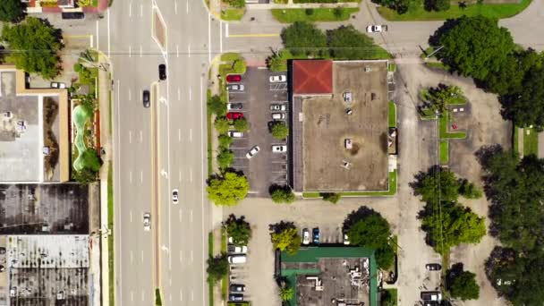 Aerial Overhead Shot Hollywood Boulevard Florida Road Light Traffic — Stock Video