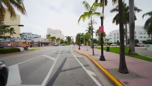 Utsedd Cykel Körfält Miami Beach Washington Avenue Pov Film — Stockvideo