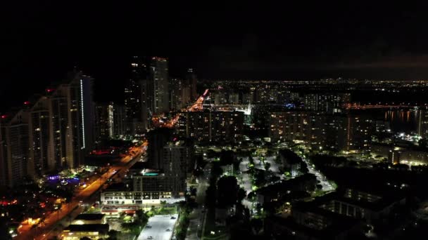 Imágenes Aéreas Nocturnas Del Paisaje Ciudad — Vídeos de Stock