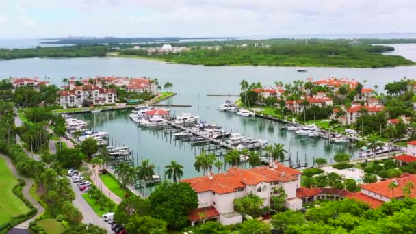 Puerto Miami Beach Vídeo Aéreo Fisher Island — Vídeo de stock
