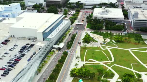 Légi Felvétel Miami Beach Convention Center Coronavirus Covid Kísérleti Létesítmény — Stock videók