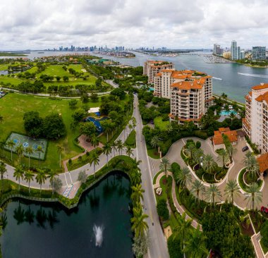 Carl Fisher Adası, Miami Beach FL 'in hava görüntüsü.