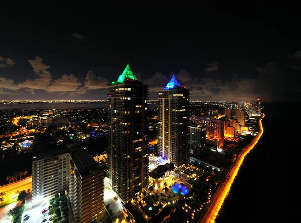 Aerial Photo Blue Green Diamond Miami Beach Luxury Condominiums — Stock Photo, Image