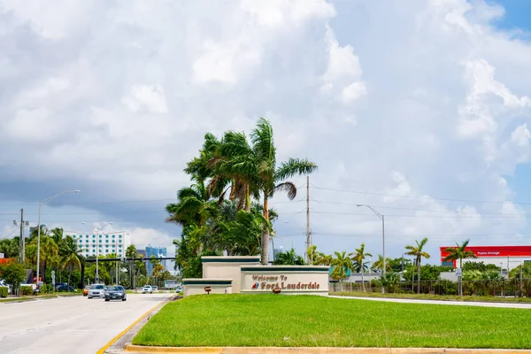 Vítejte Fort Lauderdale Sign Při Vstupu Us1 Hollywoodu — Stock fotografie