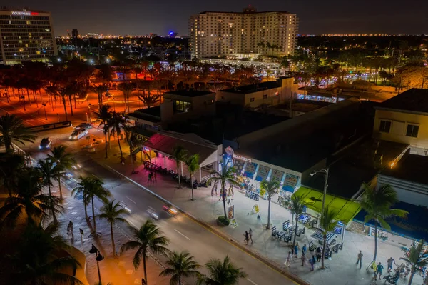 Éjszakai Légi Felvétel Fort Lauderdale Beach Amerikai Egyesült Államok — Stock Fotó