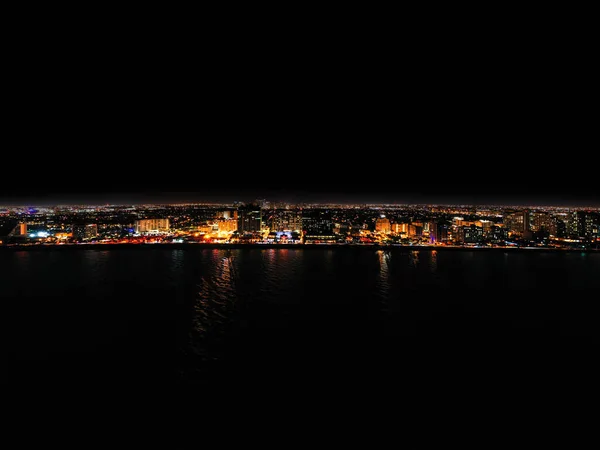 Foto Aerea Notte Fort Lauderdale Beach Florida Luci Costiere — Foto Stock