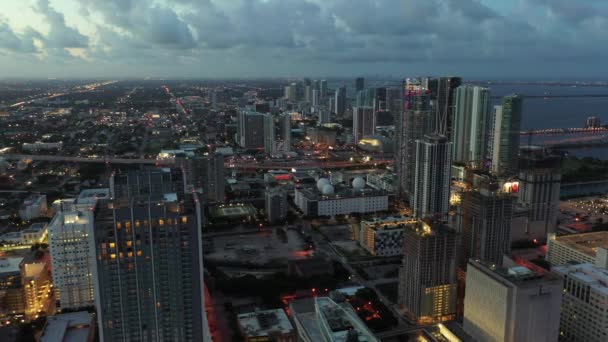 Miami Stad Licht Drone Beelden — Stockvideo