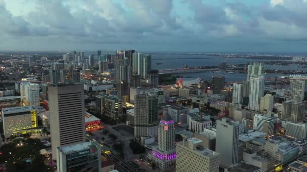 Luchtfoto Viaduct Centrum Miami Stad Lichten — Stockvideo