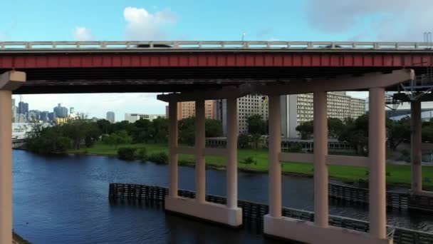 Légi Felvétel Delfin Expressway 836 Felett Miami River — Stock videók