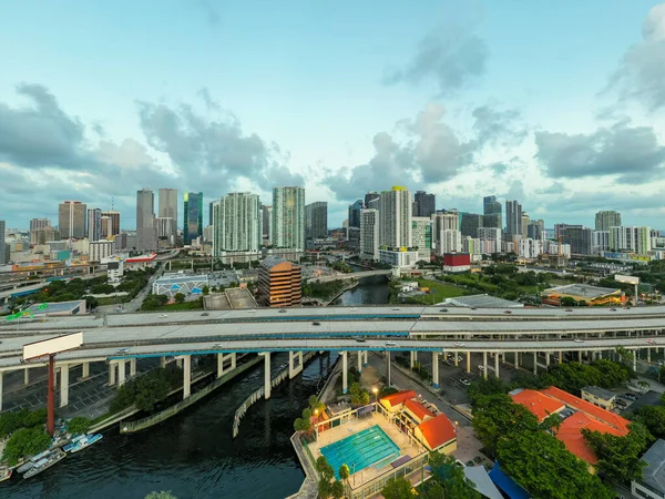 Luchtfoto Downtown Miami Brickell Van Westkant Het Oosten — Stockfoto