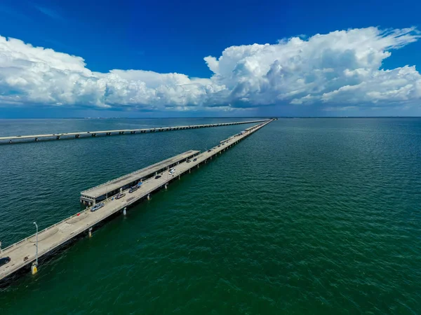 Aerial Photo Tampa Bay Florida Fishing Bridges — Stock Photo, Image