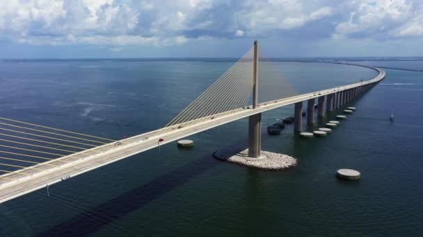 Odkrycie Lotnicze Sunshine Skyway Bridge Petersburg Usa — Wideo stockowe