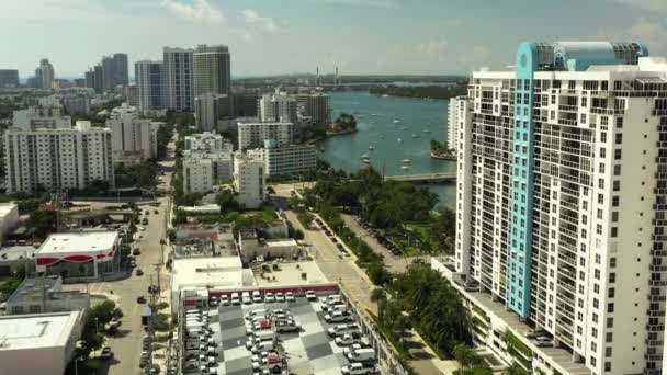 Flygvideo Maurice Gibb Memorial Park Miami Beach — Stockvideo