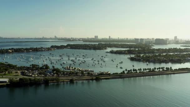 Miami Deki Yelkenli Tekneleri Insansız Hava Aracı Görüntülerinde — Stok video