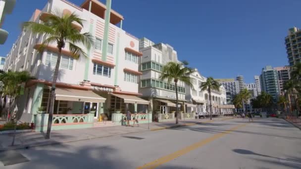 Miami Usa September 2020 Art Deco Hotels Miami Beach Ocean — Stockvideo