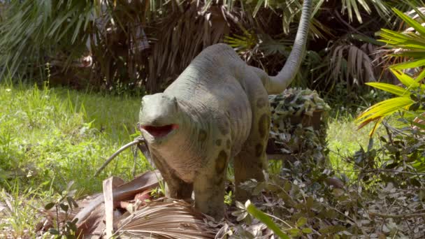 Animatronics Baby Apatosaurus Dinosaurus Wilde Dieren Beeldmateriaal — Stockvideo