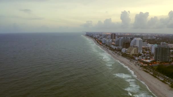 Flying Atlantic Ocean Coastline Fort Lauderdale Beach Florida Usa — Stock Video