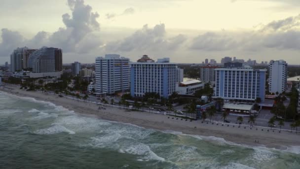 Aerial Fort Lauderdale Waves Crashing Shore — Stock Video