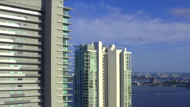 空中映像 Biscayne Beach Tower Miami Usa — ストック動画