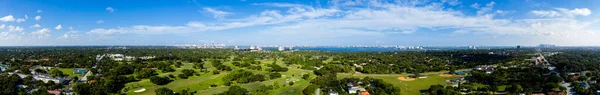 Légi Felvétel Miami Shores Florida Panoráma Gyönyörű Élénk Nap — Stock Fotó